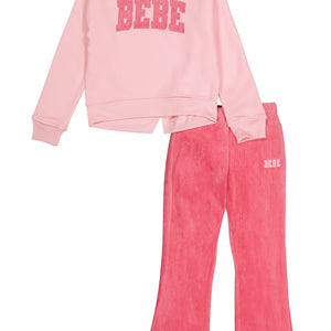 Girls Bebe Pullover Sweatshirt and Velour Pants