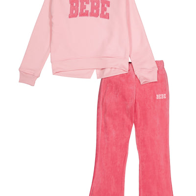 Girls Bebe Pullover Sweatshirt and Velour Pants