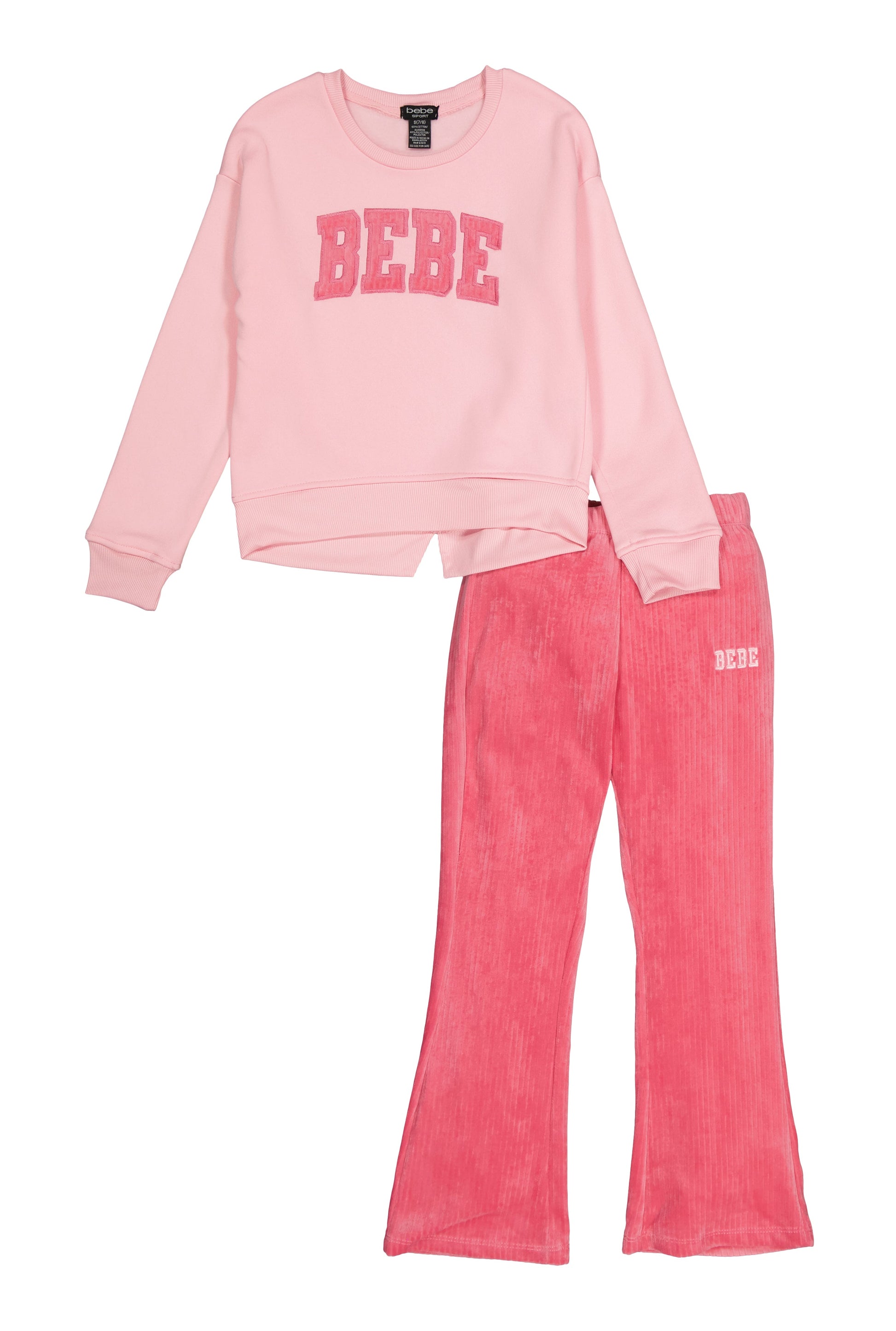 Girls Bebe Pullover Sweatshirt and Velour Pants