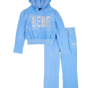 Girls Bebe Velour Sequin Pullover Hoodie and Pants