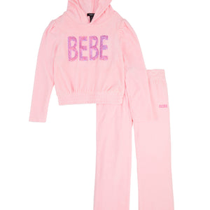 Girls Bebe Velour Sequin Pullover Hoodie and Pants