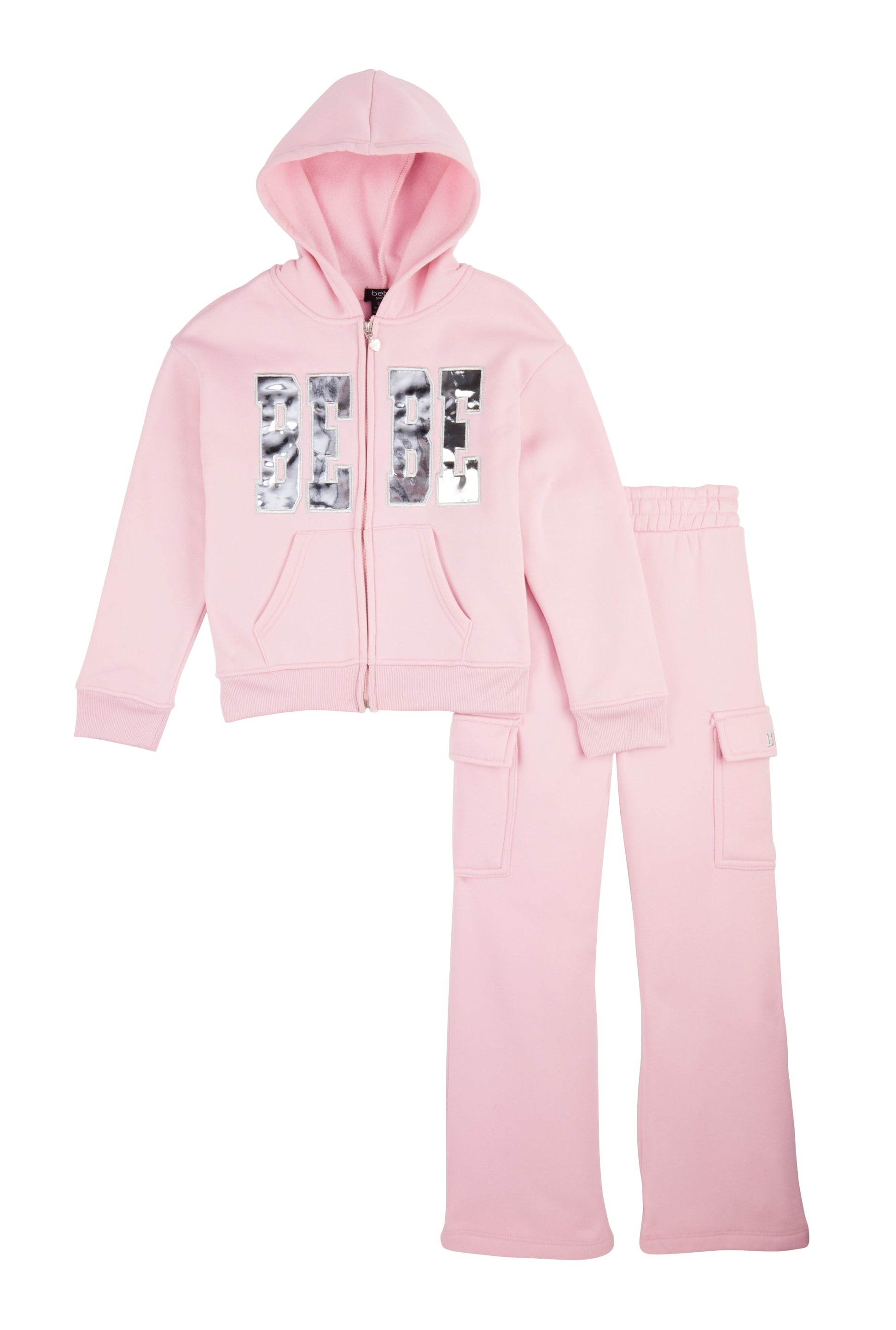 Girls Bebe Zip Front Hoodie and Cargo Sweatpants