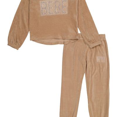 Girls Velour Bebe Rhinestone Top and Joggers