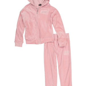 Girls Bebe Rhinestone Logo Zip Front Hoodie and Joggers