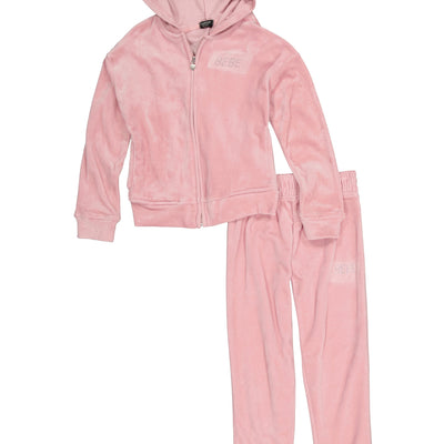Girls Bebe Rhinestone Logo Zip Front Hoodie and Joggers