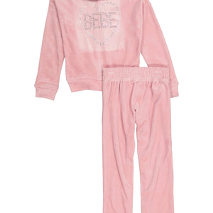 Girls Bebe Rhinestone Logo Zip Front Hoodie and Joggers