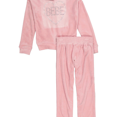 Girls Bebe Rhinestone Logo Zip Front Hoodie and Joggers