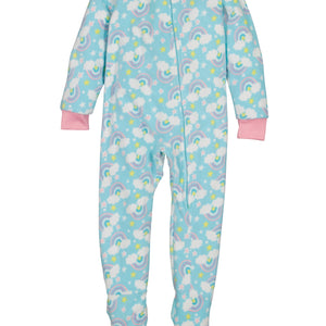 Girls Fleece Rainbow Print Footed Pajamas
