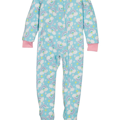 Girls Fleece Rainbow Print Footed Pajamas