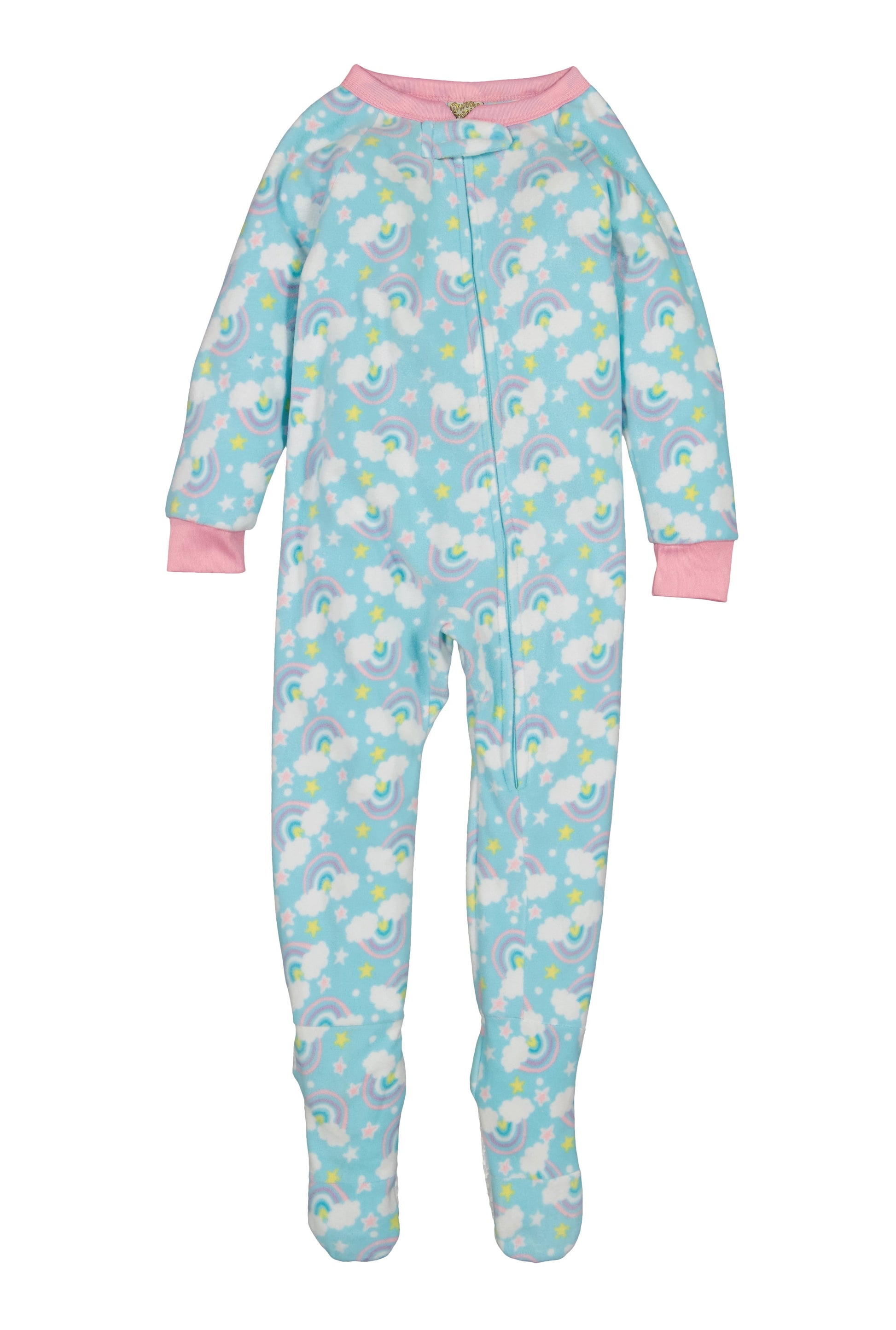 Girls Fleece Rainbow Print Footed Pajamas