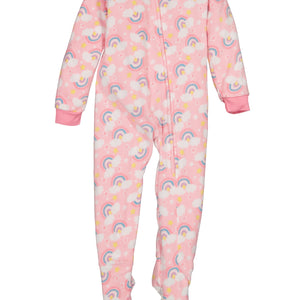 Girls Fleece Rainbow Print Footed Pajamas