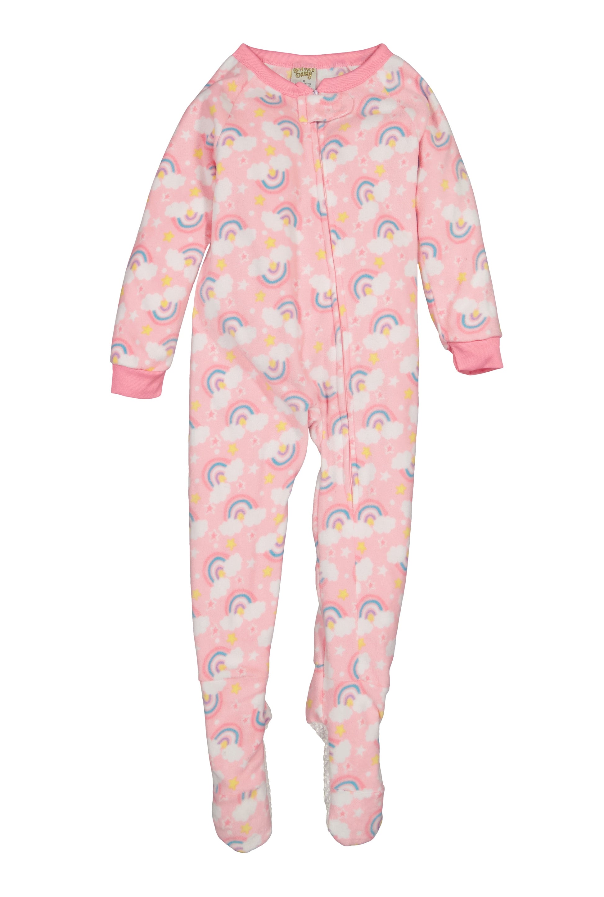 Girls Fleece Rainbow Print Footed Pajamas