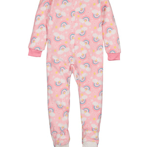 Girls Fleece Rainbow Print Footed Pajamas