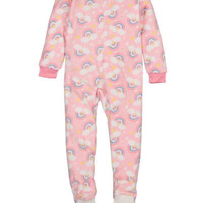 Girls Fleece Rainbow Print Footed Pajamas