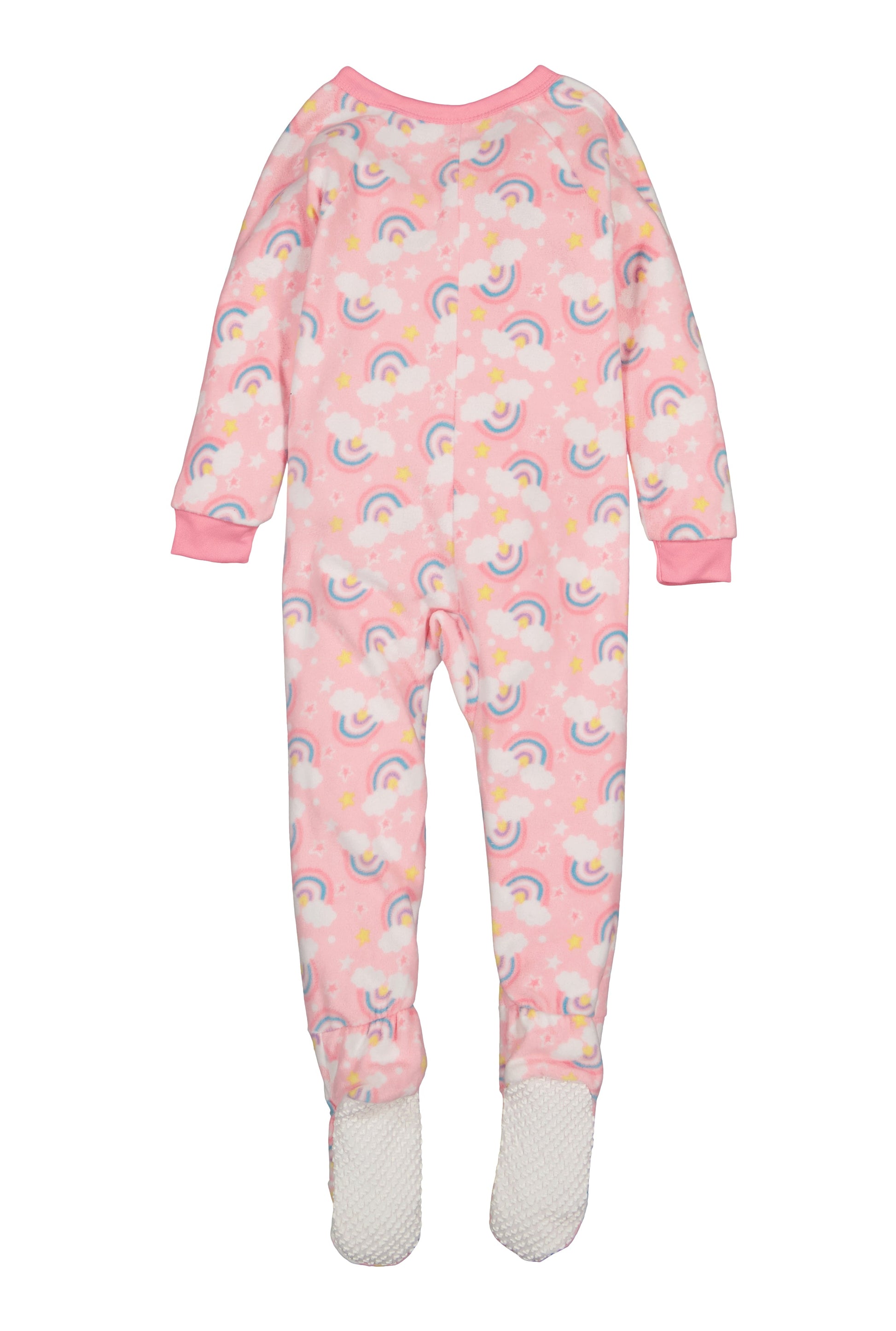 Girls Fleece Rainbow Print Footed Pajamas