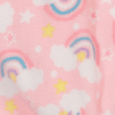 Girls Fleece Rainbow Print Footed Pajamas