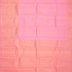 Bubblegum Pink Handloom Kanchipuram Silk Saree With Coin Buttas