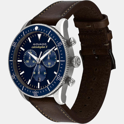Calendoplan S Heritage Series Men Quartz Blue Dial Chronograph Leather Watch 3650061