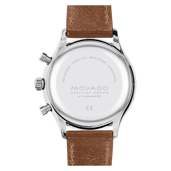 Movado Calendoplan Blue Dial & Brown Leather Strap Watch for Men