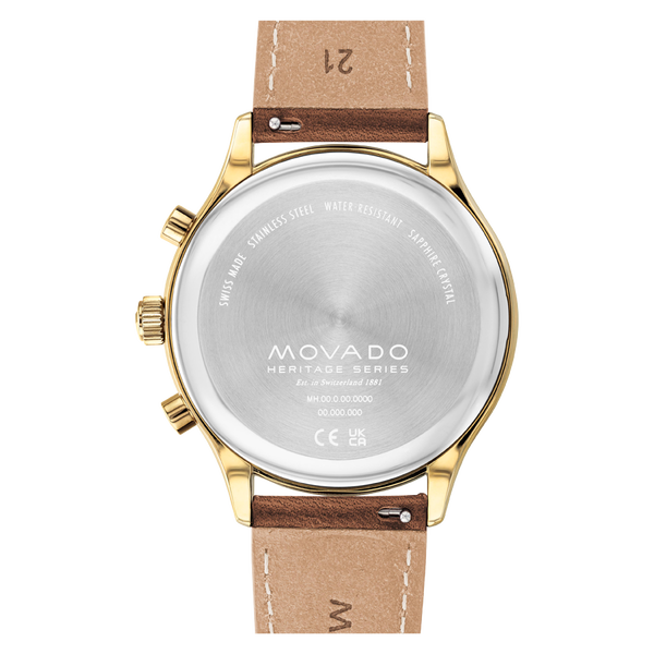 Movado Calendoplan Navy Dial & Brown Leather Strap Watch for Men