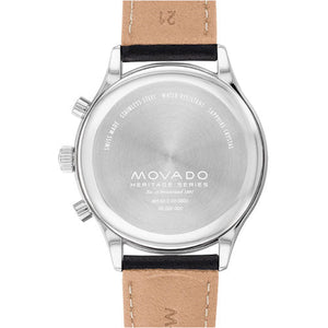 Movado Calendoplan Green Dial & Black Leather Strap Watch for Men