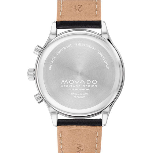 Movado Calendoplan Green Dial & Black Leather Strap Watch for Men