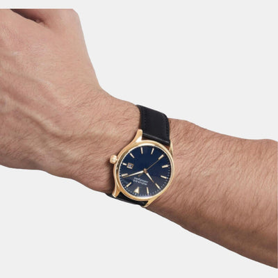 Heritage Men Quartz Blue Dial Analog Leather Watch 3650158