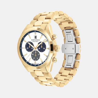 Heritage Men Quartz White Dial Chronograph Stainless Steel Watch 3650180