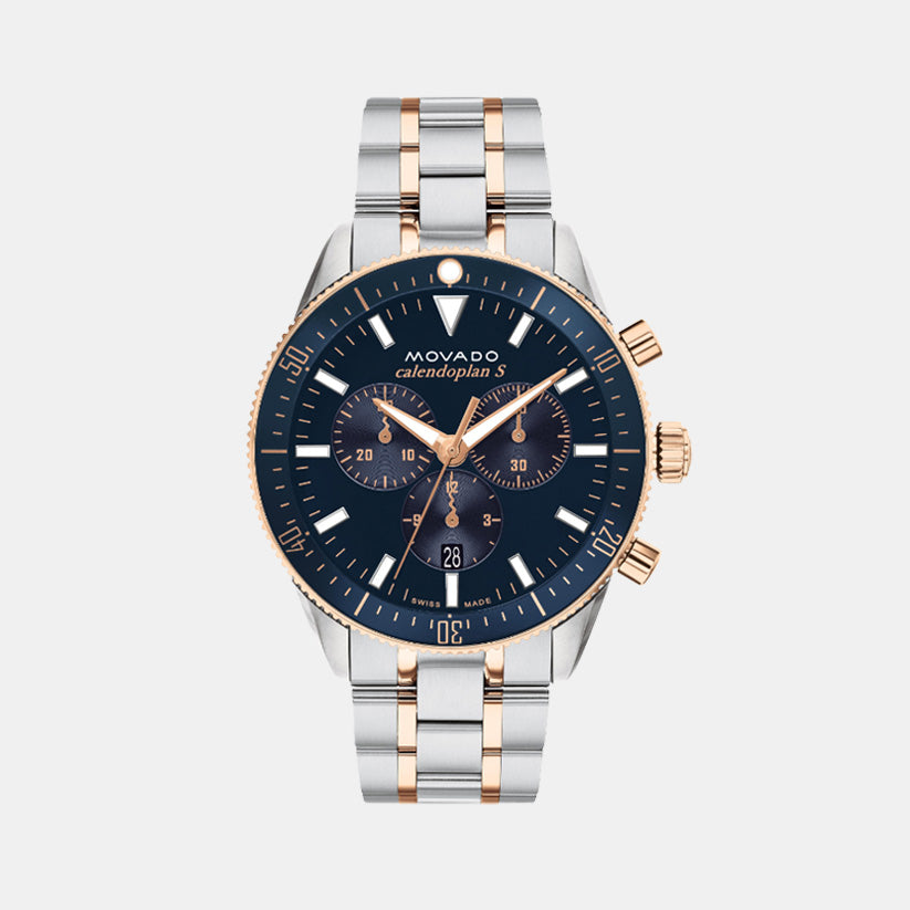 Heritage Men Quartz Blue Dial Chronograph Stainless Steel Watch 3650183