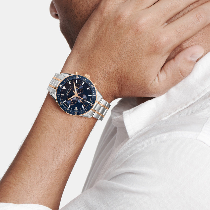Heritage Men Quartz Blue Dial Chronograph Stainless Steel Watch 3650183