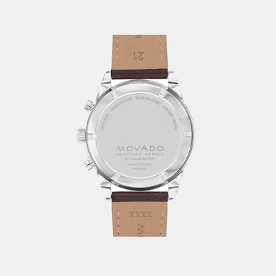 Calendoplan S Men Quartz Sand Dial Chronograph Leather Watch 3650205