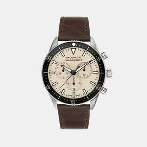 Calendoplan S Men Quartz Sand Dial Chronograph Leather Watch 3650205