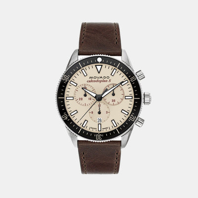 Calendoplan S Men Quartz Sand Dial Chronograph Leather Watch 3650205