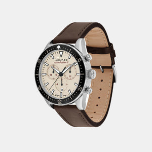 Calendoplan S Men Quartz Sand Dial Chronograph Leather Watch 3650205
