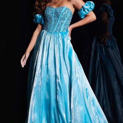 Beaded Strapless A-line Gown by Jovani 36591