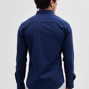 Navy Slim Fit Stretch Shirt