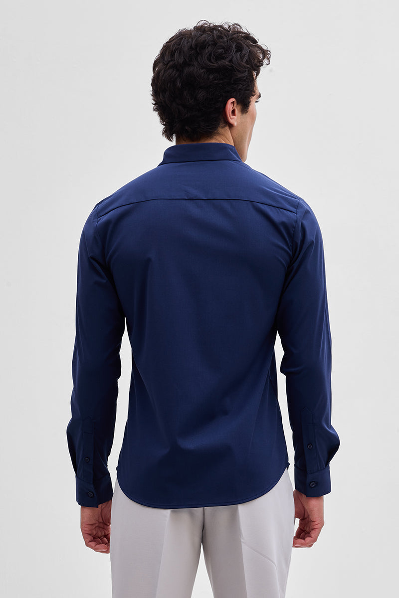 Navy Slim Fit Stretch Shirt