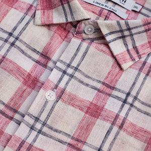 Red Checks Linen Blend Shirt