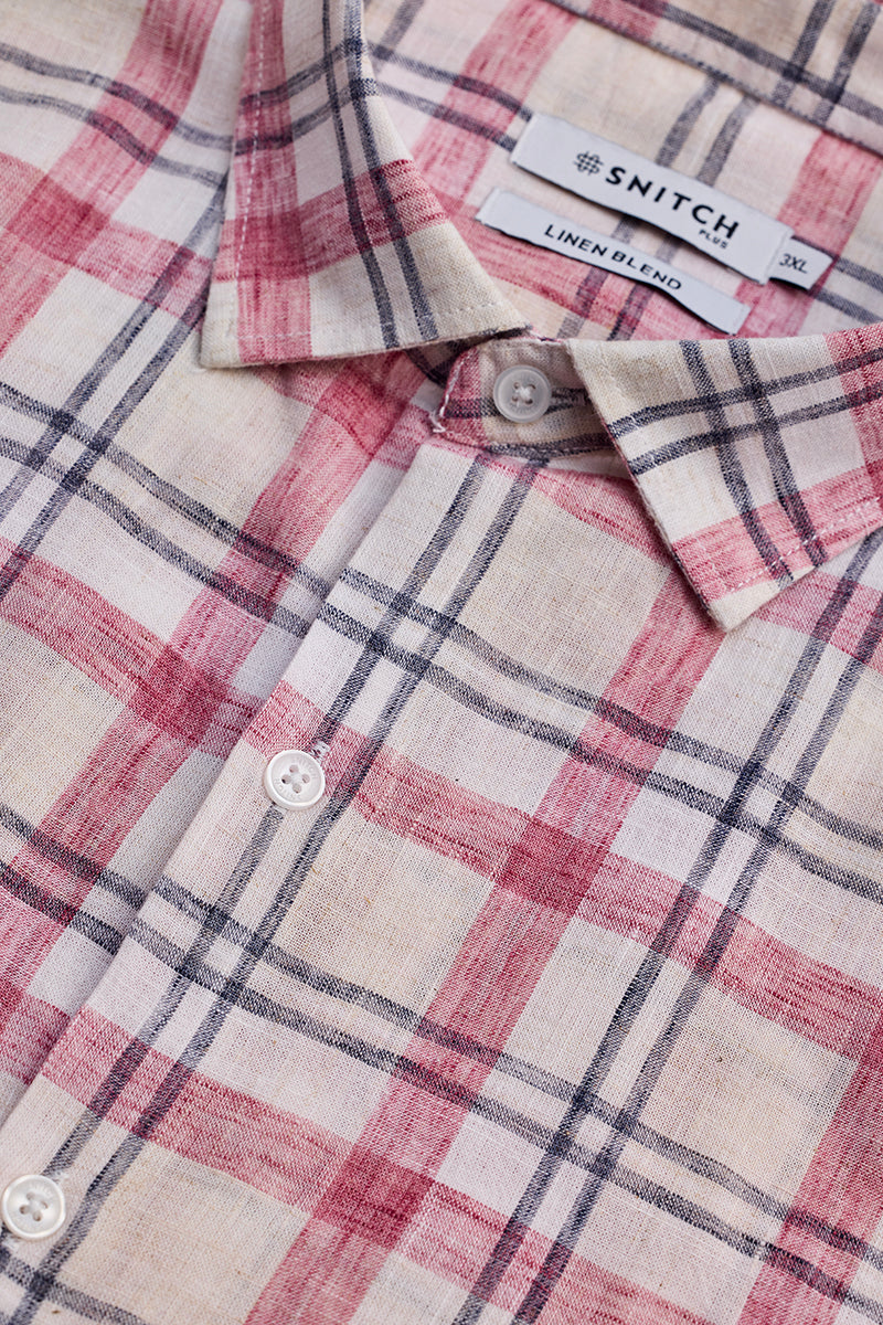 Red Checks Linen Blend Shirt
