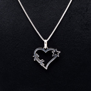 Silver Name Chain with Heart Pendant for Couples