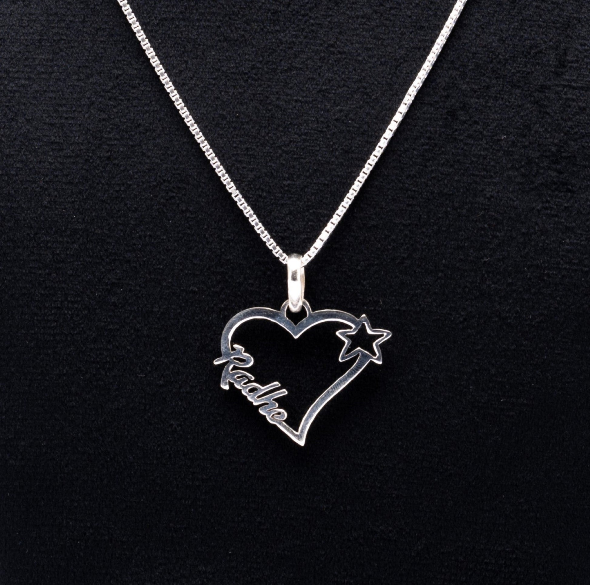 Silver Name Chain with Heart Pendant for Couples