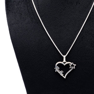 Silver Name Chain with Heart Pendant for Couples
