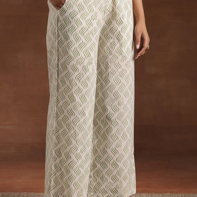 Green Printed Cotton Straight Suit With Dupatta