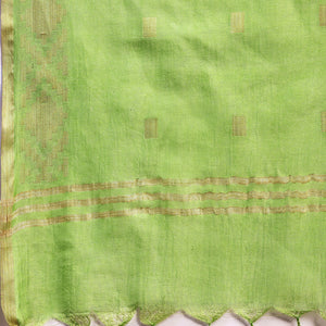 Green Woven Design Chanderi Silk Straight Suit With Dupatta