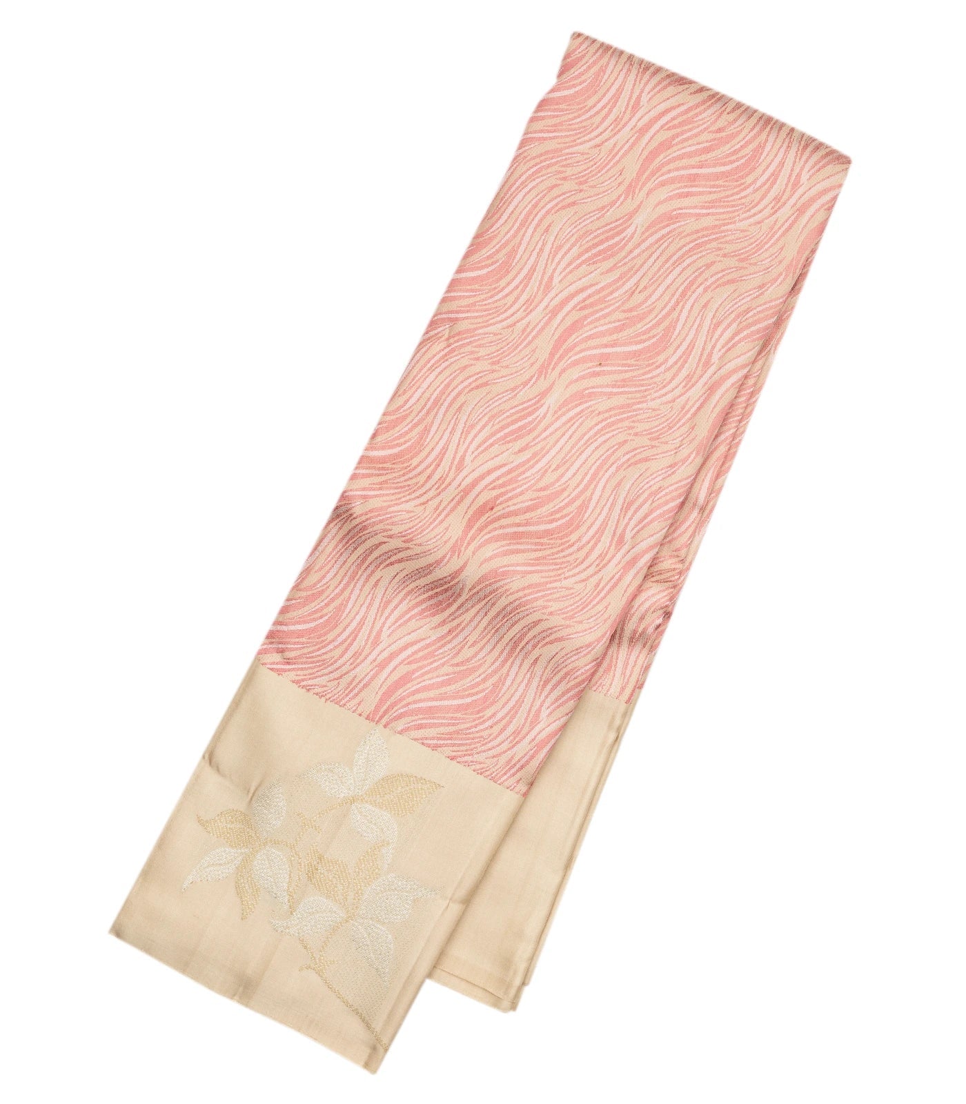 Cream Handloom Kanchipuram Silk Saree With Serpentine Motifs