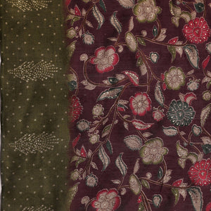 Green Printed Silk Blend Straight Suit With Dupatta