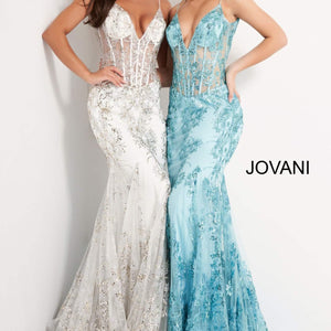 Glitter Print Fitted Sleeveless Gown by Jovani 3675