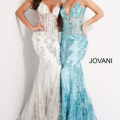 Glitter Print Fitted Sleeveless Gown by Jovani 3675