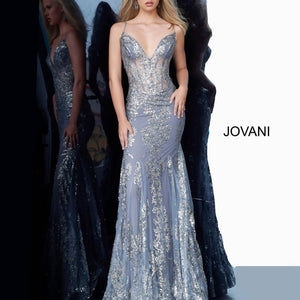 Glitter Print Fitted Sleeveless Gown by Jovani 3675