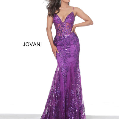Glitter Print Fitted Sleeveless Gown by Jovani 3675